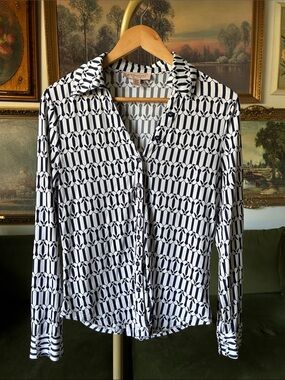 Philosophy Navy & White Geometric Button-Down Shirt